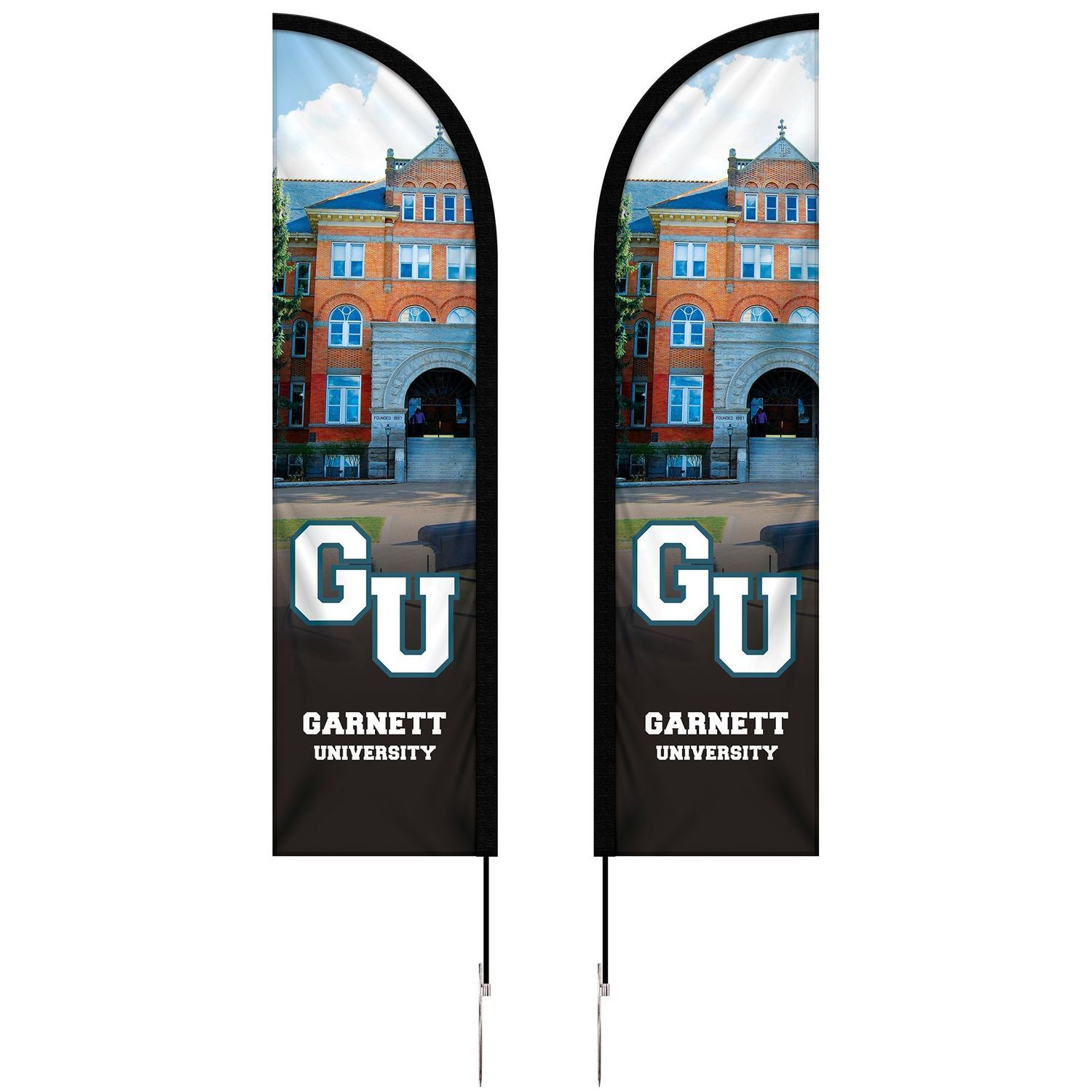 8 foot Double Sided Portable Half Drop Banner Flag With Hardware and Grommets